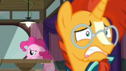 Size: 1920x1080 | Tagged: safe, screencap, pinkie pie, sunburst, earth pony, pony, a trivial pursuit, floppy ears, sad