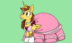 Size: 1280x768 | Tagged: safe, artist:dashingjack, oc, oc only, oc:ferb fletcher, pony, clothes, crossdressing, crown, dress, femboy, gown, jewelry, male, princess, regalia