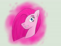 Size: 4608x3456 | Tagged: safe, artist:brendalobinha, pinkie pie, earth pony, pony, bust, creepy, creepy smile, female, gray background, looking at you, mare, nightmare fuel, paint tool sai, pinkamena diane pie, simple background, smiling, smiling at you