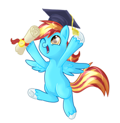 Size: 817x837 | Tagged: safe, artist:avui, oc, oc only, pegasus, graduation, graduation cap, hat, hearth's warming con, simple background, solo, transparent background