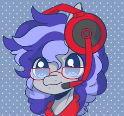 Size: 1123x1045 | Tagged: safe, artist:larae, oc, oc:cinnabyte, adorkable, bandana, bust, cute, dork, gaming headphones, glasses, headphones, portrait, solo