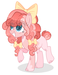 Size: 2093x2679 | Tagged: safe, artist:lazuli, artist:sugaryicecreammlp, oc, oc only, earth pony, pony, bow, female, hair bow, magical lesbian spawn, mare, oc needed, offspring, parent:applejack, parent:pinkie pie, parents:applepie, simple background, solo, transparent background