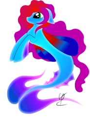 Size: 450x608 | Tagged: safe, artist:sandeline, oc, seapony (g4), female, full color, happy, ocean, simple background, water