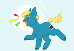 Size: 1222x838 | Tagged: safe, artist:cosmichorse, oc, oc only, oc:cinimod, earth pony, chibi, simple background, solo