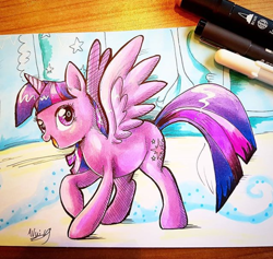 Size: 658x623 | Tagged: safe, artist:avui, twilight sparkle, twilight sparkle (alicorn), alicorn, pony, happy, smiling, solo, traditional art