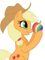 Size: 705x941 | Tagged: safe, artist:constellite, artist:prettypinkpony, derpibooru import, applejack, earth pony, pony, apple, bipedal, cute, female, food, jackabetes, mare, profile, simple background, solo, transparent background, vector, zap apple