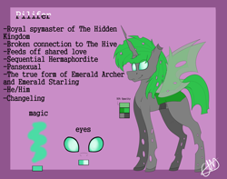 Size: 4494x3546 | Tagged: safe, artist:chazmazda, oc, changeling, pony, cartoon, colored, commission, commissions open, digital art, flat colors, green changeling, magic, my little pony, opacity, outline, reference, reference sheet, solo