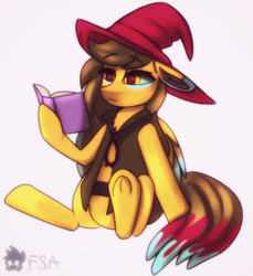 Size: 2310x2520 | Tagged: safe, artist:freak-side, oc, pegasus, pony, book, hat, witch hat