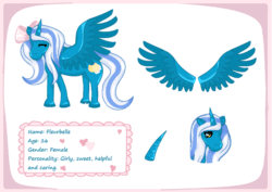 Size: 1188x841 | Tagged: safe, artist:i-love-all-furries, oc, oc:fleurbelle, alicorn, adorabelle, alicorn oc, animated, bow, cute, female, gif, girly, golden eyes, hair bow, mare, reference sheet