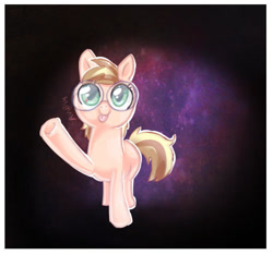 Size: 740x692 | Tagged: safe, artist:avui, oc, oc only, oc:vanilla twirl, big eyes, female, filly, glasses, solo, tongue out