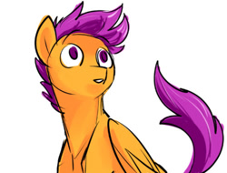 Size: 721x548 | Tagged: safe, artist:feather-red, artist:scoot0i0i08, scootaloo, pegasus, pony, female, filly, simple background, solo, white background