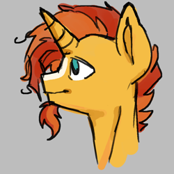 Size: 900x900 | Tagged: safe, artist:feather-red, artist:scoot0i0i08, sunburst, pony, unicorn, bust, gray background, male, simple background, solo, stallion