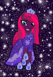 Size: 900x1300 | Tagged: safe, artist:jhayarr23, artist:katya, tempest shadow, pony, unicorn, alternate hairstyle, broken horn, clothes, dress, female, gala dress, hairstyle, horn, mare, solo