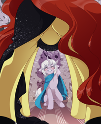 Size: 3058x3740 | Tagged: safe, alternate version, artist:arctic-fox, oc, oc only, oc:merlow, oc:vibrata songbird, pony, unicorn, armpits, black dress, blushing, clothes, commission, dress, featureless crotch, female, framed by legs, high heels, male, mare, music notes, shoes, silhouette, stallion