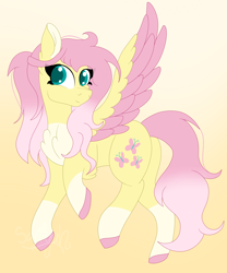 Size: 3000x3600 | Tagged: safe, artist:tomboygirl45, fluttershy, pegasus, pony, alternate design, chest fluff, cute, high res, shyabetes, solo, two toned wings, wings