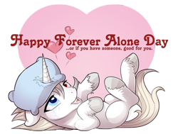 Size: 770x581 | Tagged: safe, artist:a-lunar-eclipse, oc, oc only, oc:lunar eclipse, unicorn, crying, heterochromia, holiday, pillow, simple background, solo, transparent background, valentine, valentine's day