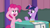 Size: 1920x1080 | Tagged: safe, screencap, pinkie pie, twilight sparkle, twilight sparkle (alicorn), alicorn, earth pony, pony, a trivial pursuit, bell, cutie mark, duo, female, grin, loyalty, mare, nervous, nervous grin, obsessed, open mouth, paranoid, paranoid twilight, raised hoof, salute, smiling, talking, team twipie, trivia trot, twilight snapple, twilighting