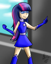 Size: 955x1208 | Tagged: safe, artist:sirinathehedgehog, twilight sparkle, human, humanized, magic gaia, pointing, superhero