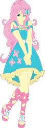 Size: 2111x6000 | Tagged: safe, artist:pink1ejack, fluttershy, butterfly, human, equestria girls, absurd resolution, bare shoulders, bishoujo, bow, clothes, cute, dress, humanized, jewelry, sandals, shoulderless, shyabetes, simple background, transparent background, vector, wings