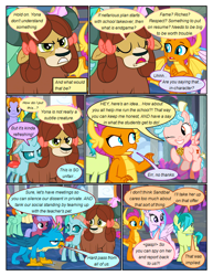 Size: 612x792 | Tagged: safe, artist:newbiespud, edit, edited screencap, screencap, cozy glow, gallus, ocellus, sandbar, silverstream, smolder, yona, classical hippogriff, dragon, earth pony, griffon, hippogriff, pegasus, pony, yak, comic:friendship is dragons, angry, annoyed, background pony, background pony audience, comic, crossed arms, dialogue, dragoness, eyes closed, female, filly, flying, grin, male, mare, one eye closed, screencap comic, smiling, stallion, student six, suspicious, wink