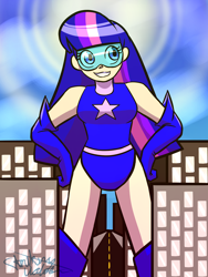 Size: 1200x1600 | Tagged: safe, artist:strikingvalorartist, twilight sparkle, human, humanized, magic gaia, superhero