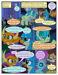 Size: 612x792 | Tagged: safe, artist:newbiespud, edit, edited screencap, screencap, gallus, ocellus, sandbar, silverstream, smolder, yona, changedling, changeling, classical hippogriff, dragon, earth pony, griffon, hippogriff, pony, yak, comic:friendship is dragons, arm behind head, book, bottle, chips, comic, dialogue, dragoness, eating, eyes closed, female, food, frown, hoof hold, male, prone, puffy cheeks, raised hoof, screencap comic, soda bottle, student six, unamused