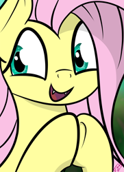 Size: 4700x6500 | Tagged: safe, artist:flywheel, edit, editor:sollace, fluttershy, bat pony, pony, bust, cute, cute little fangs, fangs, shyabetes, simple background, solo, vector