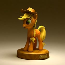 Size: 600x600 | Tagged: safe, artist:oiling, applejack, earth pony, pony, 3d, 3d model, braid, cowboy hat, female, hat, mare, solo