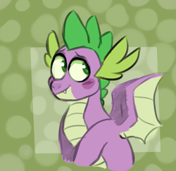 Size: 711x690 | Tagged: safe, artist:no-name-blog-scree, spike, dragon, abstract background, blushing, bust, cute, male, solo, spikabetes, winged spike