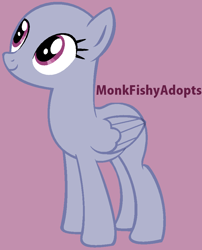 Size: 760x942 | Tagged: safe, artist:monkfishyadopts, oc, oc only, pegasus, pony, base, looking up, pegasus oc, simple background, smiling, solo, text, wings