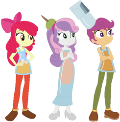 Size: 521x531 | Tagged: safe, artist:selenaede, artist:user15432, apple bloom, scootaloo, sweetie belle, human, equestria girls, alcohol, barely eqg related, base used, clothes, crossover, cuphead, cutie mark crusaders, drink, high heels, ice, ice cube, olive, shoes, studio mdhr, the tipsy troop