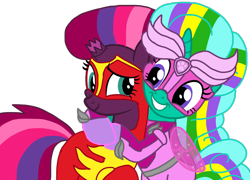 Size: 1440x1038 | Tagged: safe, artist:徐詩珮, fizzlepop berrytwist, glitter drops, tempest shadow, pony, unicorn, series:sprglitemplight diary, series:sprglitemplight life jacket days, series:springshadowdrops diary, series:springshadowdrops life jacket days, alternate universe, artificial wings, augmented, base used, broken horn, clothes, female, glittershadow, horn, lesbian, magic, magic wings, marshall (paw patrol), mighty pups, paw patrol, rainbow power, rainbow power-ified, shipping, simple background, skye (paw patrol), transparent background, wings