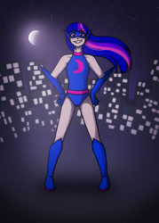 Size: 1000x1400 | Tagged: safe, artist:enderphoenix11, twilight sparkle, human, grin, hands on hip, humanized, magic gaia, smiling, superhero