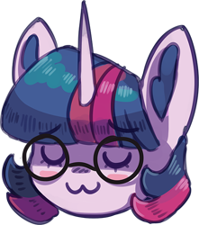 Size: 500x566 | Tagged: safe, artist:mrscroup, twilight sparkle, pony, unicorn, :3, bust, cute, glasses, head only, portrait, solo, twiabetes, uwu