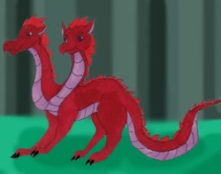 Size: 400x314 | Tagged: safe, artist:sparkysandy, oc, oc:blaze crystal, oc:cinder crystal, dragon, dragoness, female, fusion, multiple heads, two heads, two-headed dragon