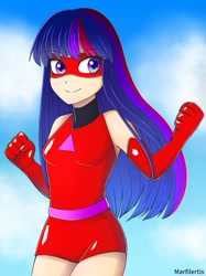 Size: 1280x1707 | Tagged: safe, artist:marfilertis, twilight sparkle, human, clothes, firespark, humanized, leotard, magic gaia, superhero