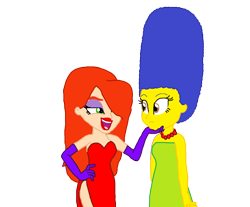 Size: 1800x1491 | Tagged: safe, artist:ktd1993, equestria girls, barely eqg related, crossover, cupping chin, female, flirting, jessica rabbit, lesbian, love, marge simpson, margica, simple background, the simpsons, transparent background, who framed roger rabbit