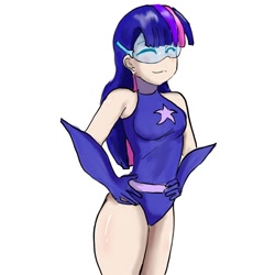 Size: 1024x1024 | Tagged: safe, artist:bikowolf1, twilight sparkle, human, :3, clothes, eyes closed, humanized, leotard, magic gaia, smiling, superhero