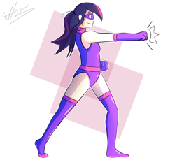 Size: 2400x2200 | Tagged: safe, artist:thriodeco20, sci-twi, twilight sparkle, human, equestria girls, clothes, human coloration, leotard, magic gaia, sci-titan, superhero