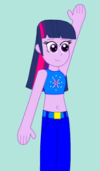 Size: 669x1140 | Tagged: safe, artist:eli-j-brony, twilight sparkle, human, equestria girls, magic gaia, waving