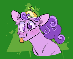 Size: 891x725 | Tagged: safe, artist:no-name-blog-scree, screwball, earth pony, pony, abstract background, blushing, bust, cap, derp, ear fluff, female, floppy ears, hat, majestic as fuck, mare, propeller hat, request, silly, silly pony, solo, tongue out