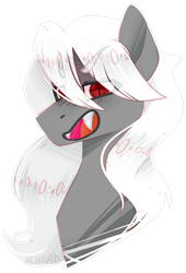 Size: 1955x2870 | Tagged: safe, artist:mcwolfity, oc, oc only, oc:dracula, vampire, vampony, bust, eye clipping through hair, fangs, open mouth, red eyes, simple background, transparent background