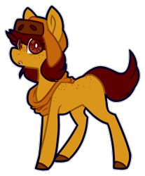 Size: 1585x1915 | Tagged: dead source, safe, artist:mcwolfity, oc, oc only, oc:pumpkin spice, earth pony, pony, clothes, colored hooves, earth pony oc, hat, scarf, simple background, solo, transparent background