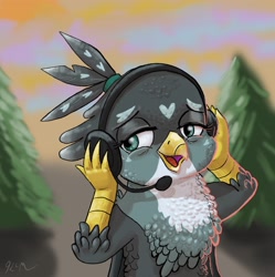 Size: 2848x2856 | Tagged: safe, artist:catscratchpaper, gabby, griffon, griffonstone, headphones, headset, older, older gabby