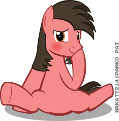 Size: 5901x6000 | Tagged: safe, artist:mrkat7214, oc, oc only, oc:ace play, earth pony, pony, absurd resolution, blushing, facial hair, goatee, hoof over mouth, male, simple background, sitting, solo, stallion, transparent background, vector