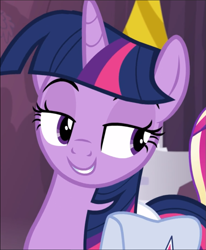 Size: 773x939 | Tagged: safe, screencap, twilight sparkle, twilight sparkle (alicorn), alicorn, once upon a zeppelin, bag, cropped, lidded eyes, saddle bag, smug, smuglight sparkle, solo