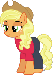 Size: 1423x2015 | Tagged: safe, artist:anime-equestria, applejack, earth pony, pony, alternate hairstyle, applejack's hat, clothes, cowboy hat, female, hat, relaxed, simple background, smiling, solo, transparent background, vector