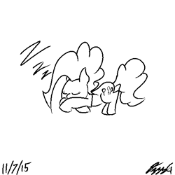 Size: 512x512 | Tagged: safe, artist:ozzyg, pinkie pie, earth pony, pony, female, mare, monochrome, sleeping, solo