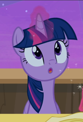 Size: 550x815 | Tagged: safe, screencap, twilight sparkle, twilight sparkle (alicorn), alicorn, once upon a zeppelin, :o, cropped, cute, glowing horn, horn, open mouth, solo, twiabetes