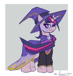 Size: 1108x1154 | Tagged: safe, artist:bylisboa, twilight sparkle, unicorn twilight, pony, unicorn, cloak, clothes, equestria divided, hat, house moon and star, tattoo